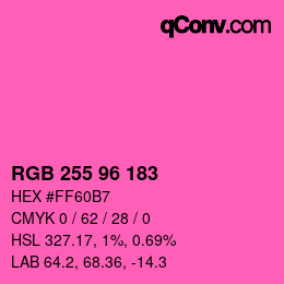 Color code: RGB 255 96 183 | qconv.com