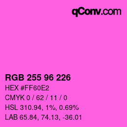 颜色代码: RGB 255 96 226 | qconv.com