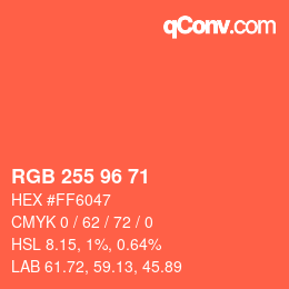 Color code: RGB 255 96 71 | qconv.com
