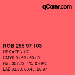 Color code: RGB 255 97 103 | qconv.com