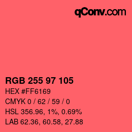 Color code: RGB 255 97 105 | qconv.com
