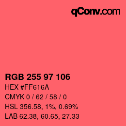 Color code: RGB 255 97 106 | qconv.com