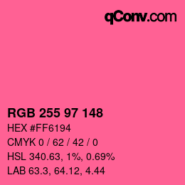 Color code: RGB 255 97 148 | qconv.com