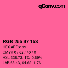 Color code: RGB 255 97 153 | qconv.com