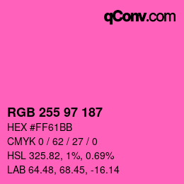 Color code: RGB 255 97 187 | qconv.com