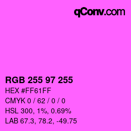 Color code: RGB 255 97 255 | qconv.com