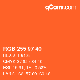 Color code: RGB 255 97 40 | qconv.com