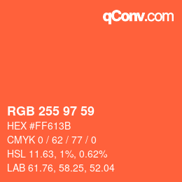 Color code: RGB 255 97 59 | qconv.com