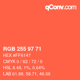 Color code: RGB 255 97 71 | qconv.com