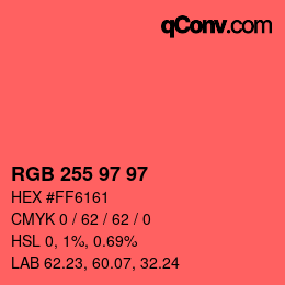 Color code: RGB 255 97 97 | qconv.com