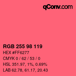 Color code: RGB 255 98 119 | qconv.com