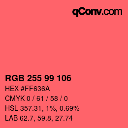 Color code: RGB 255 99 106 | qconv.com