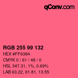 Color code: RGB 255 99 132 | qconv.com