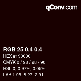 カラーコード: RGB 25 0.4 0.4 | qconv.com