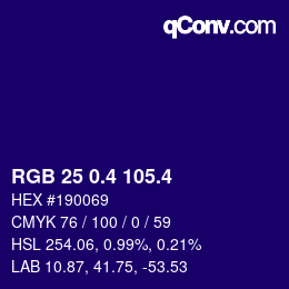 カラーコード: RGB 25 0.4 105.4 | qconv.com