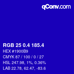 カラーコード: RGB 25 0.4 185.4 | qconv.com