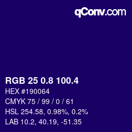 カラーコード: RGB 25 0.8 100.4 | qconv.com