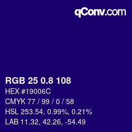 カラーコード: RGB 25 0.8 108 | qconv.com