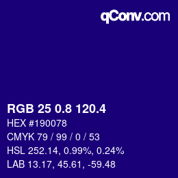 カラーコード: RGB 25 0.8 120.4 | qconv.com