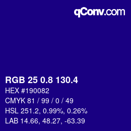 カラーコード: RGB 25 0.8 130.4 | qconv.com