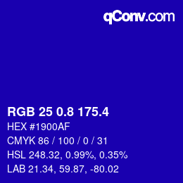 カラーコード: RGB 25 0.8 175.4 | qconv.com