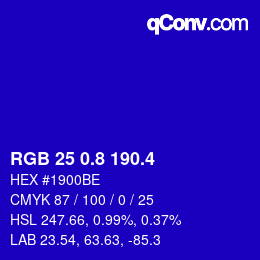 カラーコード: RGB 25 0.8 190.4 | qconv.com