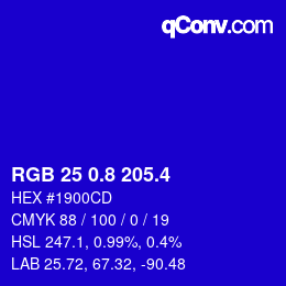 カラーコード: RGB 25 0.8 205.4 | qconv.com