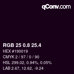 カラーコード: RGB 25 0.8 25.4 | qconv.com