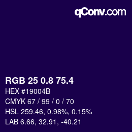 カラーコード: RGB 25 0.8 75.4 | qconv.com