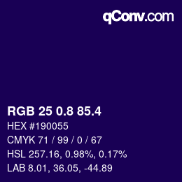 カラーコード: RGB 25 0.8 85.4 | qconv.com