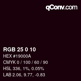 Color code: RGB 25 0 10 | qconv.com