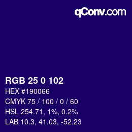 Color code: RGB 25 0 102 | qconv.com