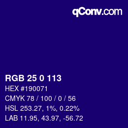 Color code: RGB 25 0 113 | qconv.com