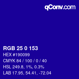 颜色代码: RGB 25 0 153 | qconv.com