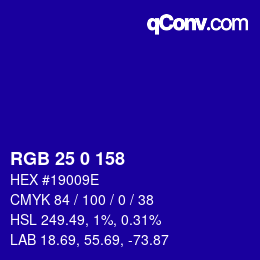 Color code: RGB 25 0 158 | qconv.com