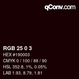 カラーコード: RGB 25 0 3 | qconv.com