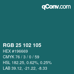 Color code: RGB 25 102 105 | qconv.com