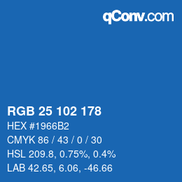 Color code: RGB 25 102 178 | qconv.com