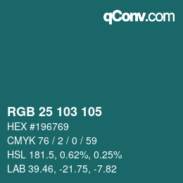 カラーコード: RGB 25 103 105 | qconv.com