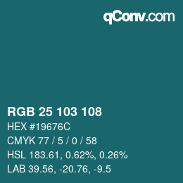 颜色代码: RGB 25 103 108 | qconv.com