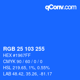 Color code: RGB 25 103 255 | qconv.com