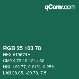 Color code: RGB 25 103 78 | qconv.com