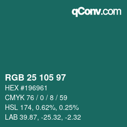 Color code: RGB 25 105 97 | qconv.com