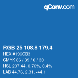 カラーコード: RGB 25 108.8 179.4 | qconv.com