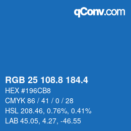 カラーコード: RGB 25 108.8 184.4 | qconv.com