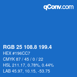 カラーコード: RGB 25 108.8 199.4 | qconv.com