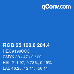 カラーコード: RGB 25 108.8 204.4 | qconv.com