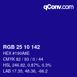 Color code: RGB 25 10 142 | qconv.com