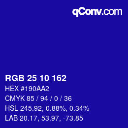 Color code: RGB 25 10 162 | qconv.com