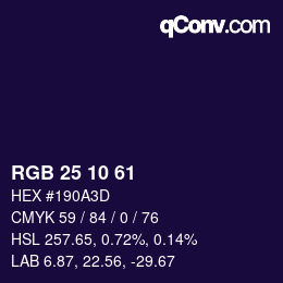 Código de color: RGB 25 10 61 | qconv.com